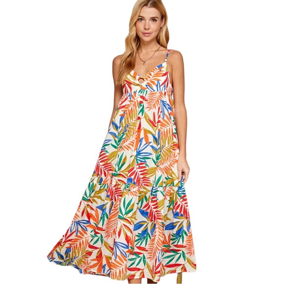 Dresses & Skirts - NWT Women’s Multi Tropical Print Tiered Midi/Maxi Dress